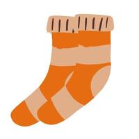 Paar orangefarbene Socken, isoliert auf weiss. Doodle-Vektor-Illustration. vektor