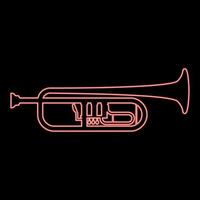 neon trumpet klarhet musik instrument röd Färg vektor illustration bild platt stil