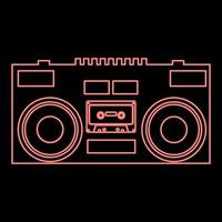 neon kassett inspelare mobil stereo musik ikon svart Färg vektor illustration platt stil bild röd Färg vektor illustration bild platt stil
