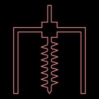 Neon-Bohrinsel Bohrung für Bodenminenindustrie geologisches Bohrkonzept Schneckensymbol schwarze Farbe Vektor-Illustration flaches Stilbild rote Farbe Vektor-Illustrationsbild flacher Stil vektor