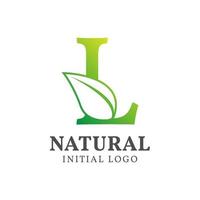 brev l med blad naturlig första vektor logotyp design