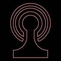 Neon-Rundfunk drahtloses Gerät Radiowelle Symbol schwarze Farbe Vektor-Illustration flaches Stilbild rote Farbe Vektor-Illustrationsbild flachen Stil vektor