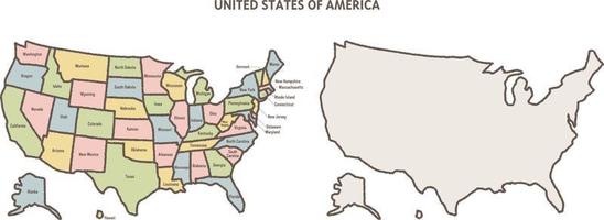 handgezeichnete karte von usa, vereinigte staaten von amerika vektor
