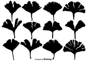 vektor gingko blad silhuetter - set platt stil