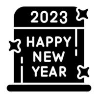 Werfen Sie einen Blick auf das frohe neue Jahr 2023-Schild-Vektorsymbol vektor