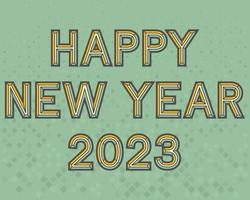 Frohes neues Jahr gemeißelter Texteffekt, Neujahrsgrußkarte, Vintage-Design, 2023 vektor