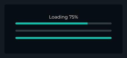 Fortschrittsbalken-UI-Elementvorlage wird geladen. bearbeitbare isolierte Vektor-Dashboard-Komponente. flache Benutzeroberfläche. visuelle Datenpräsentation. Webdesign-Widget für mobile Anwendung mit dunklem Thema vektor