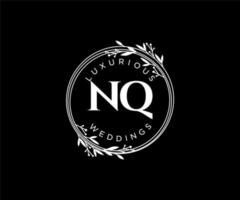 nq initialen brief hochzeit monogramm logos vorlage, handgezeichnete moderne minimalistische und florale vorlagen für einladungskarten, datum speichern, elegante identität. vektor