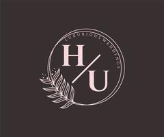 hu initialer brev bröllop monogram logotyper mall, hand dragen modern minimalistisk och blommig mallar för inbjudan kort, spara de datum, elegant identitet. vektor