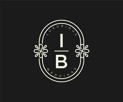 ib initialer brev bröllop monogram logotyper mall, hand dragen modern minimalistisk och blommig mallar för inbjudan kort, spara de datum, elegant identitet. vektor