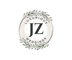 jz Initialen Brief Hochzeit Monogramm Logos Vorlage, handgezeichnete moderne minimalistische und florale Vorlagen für Einladungskarten, Datum speichern, elegante Identität. vektor