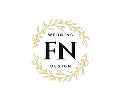 fn initialen brief hochzeitsmonogramm logos sammlung, handgezeichnete moderne minimalistische und florale vorlagen für einladungskarten, save the date, elegante identität für restaurant, boutique, café im vektor