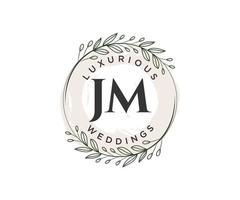 jm Initialen Brief Hochzeit Monogramm Logos Vorlage, handgezeichnete moderne minimalistische und florale Vorlagen für Einladungskarten, Datum speichern, elegante Identität. vektor