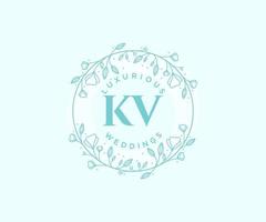 kv initialer brev bröllop monogram logotyper mall, hand dragen modern minimalistisk och blommig mallar för inbjudan kort, spara de datum, elegant identitet. vektor