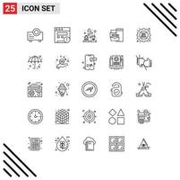 Aktienvektor-Icon-Pack mit 25 Zeilenzeichen und Symbolen zum Verkauf Rabatt Hochzeit Big Deal Identität editierbare Vektordesign-Elemente vektor
