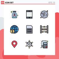 satz von 9 modernen ui-symbolen symbolzeichen für mobile weltweite babyzahlung globale editierbare vektordesignelemente vektor