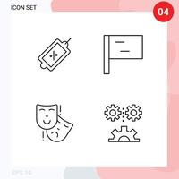 Mobile Interface Line Set aus 4 Piktogrammen von E-Commerce-Theater-Tags, die Engineering editierbare Vektordesign-Elemente darstellen vektor
