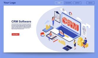 crm-programvara isometrisk målsida vektor