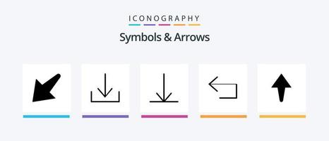 symboler och pilar glyf 5 ikon packa Inklusive . tillbaka. upp. kreativ ikoner design vektor