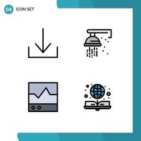 Packung mit 4 kreativen Filledline-Flachfarben von Pfeilprodukten Klempnergeräte Buch editierbare Vektordesign-Elemente vektor