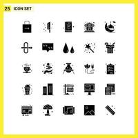Gruppe von 25 soliden Glyphen Zeichen und Symbolen für Theaterspiel Messer Notebook Business editierbare Vektordesign-Elemente vektor