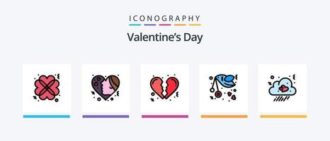 Valentinstag Linie gefüllt 5 Icon Pack inklusive Fliege. Mitteilungen. Liebe. Liebe. Herz. kreatives Symboldesign vektor