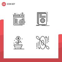 benutzeroberflächenpaket mit 4 grundlegenden gefüllten flachen farben des browserwachstums-app-programms geld editierbare vektordesignelemente vektor