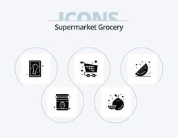 Lebensmittel-Glyphen-Icon-Pack 5 Icon-Design. Wassermelone. Lebensmittel. Bein. Kasse. Einkaufen vektor