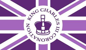 plakat für die krönung von könig charles iii mit britischer flaggenvektorillustration. vektor