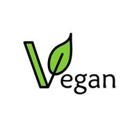 vegan ritad för hand text grön vektor text illustration.