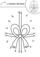 vektor påsk prick-till-prick och färg aktivitet med söta ägg och rosett. vårlov koppla ihop prickarna spel för barn med traditionell symbol. rolig bedårande målarbok för barn.
