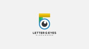 brev g ögon logotyp ikon vektor design mall