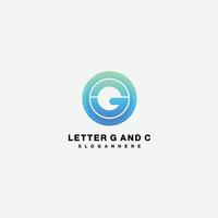 brev g och c logotyp lutning färgrik ikon symbol vektor