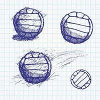 Volleyballball Skizze auf Papier Notizbuch gesetzt vektor