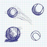tennisboll skiss på papper anteckningsbok vektor