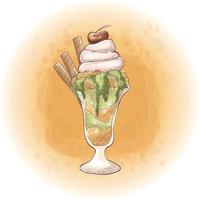 aquarell matcha eisgetränke sommer kalt dessert getränke grafik 01 vektor