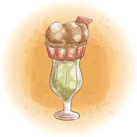 aquarell matcha eisgetränke sommer kalt dessert getränke grafik 02 vektor