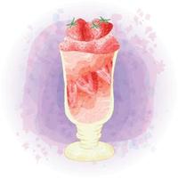 vattenfärg jordgubb smoothie milkshake kall drycker grafik 08 vektor