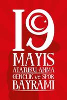 Atatürk-, Jugend- und Sporttagsfeierkarte vektor