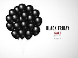 svart fredag försäljningsdesign med glänsande svart ballongbukett vektor