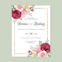 blommor bakgrund bröllop inbjudningskort vektor