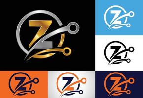 anfängliches z-monogrammalphabet in einem kreis mit einem technologiezeichensymbol. Technologie-Logo-Design-Konzept-Vektor-Vorlage. Schriftart-Emblem vektor