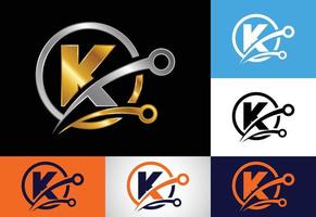 anfängliches k-monogrammalphabet in einem kreis mit einem technologiezeichensymbol. Technologie-Logo-Design-Konzept-Vektor-Vorlage. Schriftart-Emblem vektor