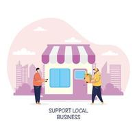 Unterstützung der lokalen Geschäftskampagne beim Ladenbau vektor