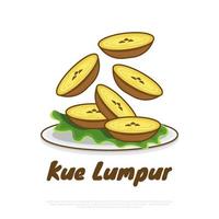 illustration des indonesischen traditionellen essens namens kue lumpur. handgezeichnete indonesische snacks vektor