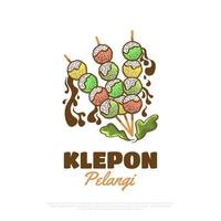 klepon pelangi, indonesisches traditionelles essen oder snacks. hand gezeichnete vektorillustration vektor