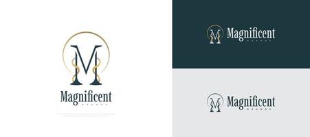 Premium- und elegantes Buchstabe-m-Logo-Design. schönes und luxuriöses Logo für Hotel-, Resort-, Boutique-, Kosmetik- oder Modelogo vektor