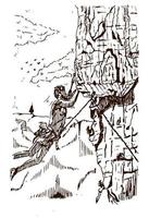 sten klättrande vektor illustration, hand dragen stil, skissa.