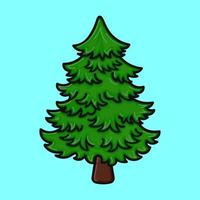 süßer lustiger weihnachtsbaum. vektor hand gezeichnete karikatur kawaii charakter illustration symbol. isoliert auf blauem Hintergrund. fichtencharakterkonzept