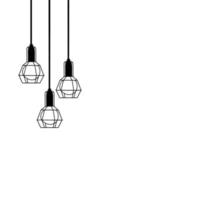 tak lampor eller hängande lampa översikt svart och vit för industriell loft modern och årgång möbel interiör av restaurang, levande rum. tecknad serie skiss platt vektor illustration vit blackground.